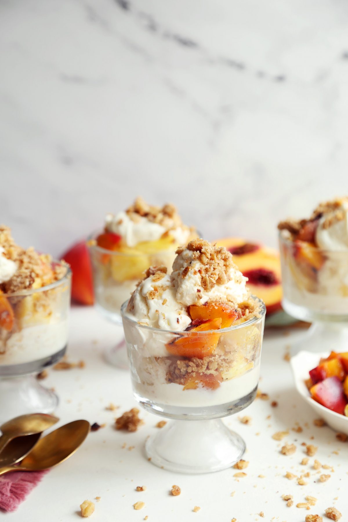 Grilled Brown Butter Peach and Pineapple Sundaes - Jonathan Melendez