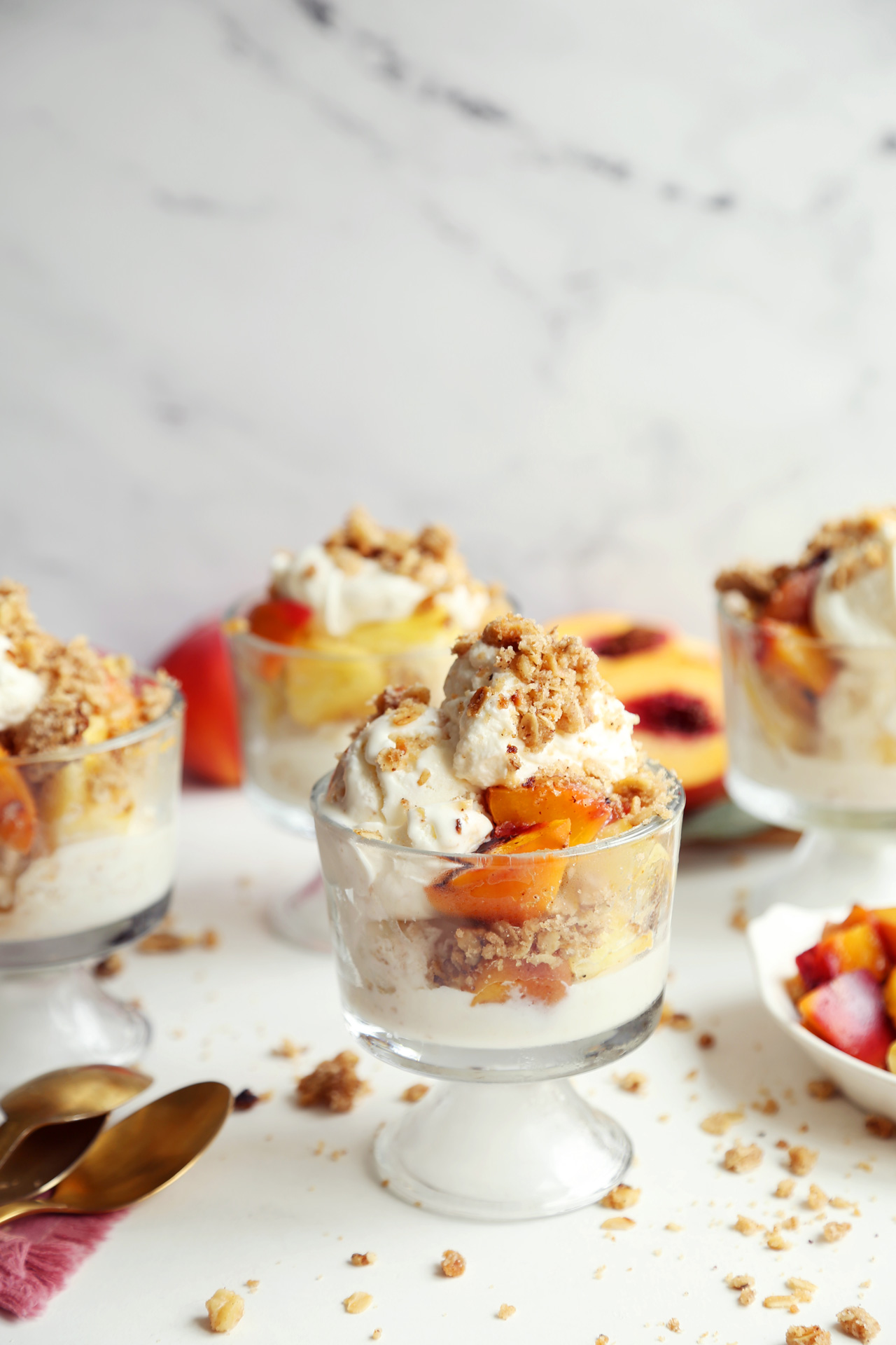 Grilled Brown Butter Peach and Pineapple Sundaes