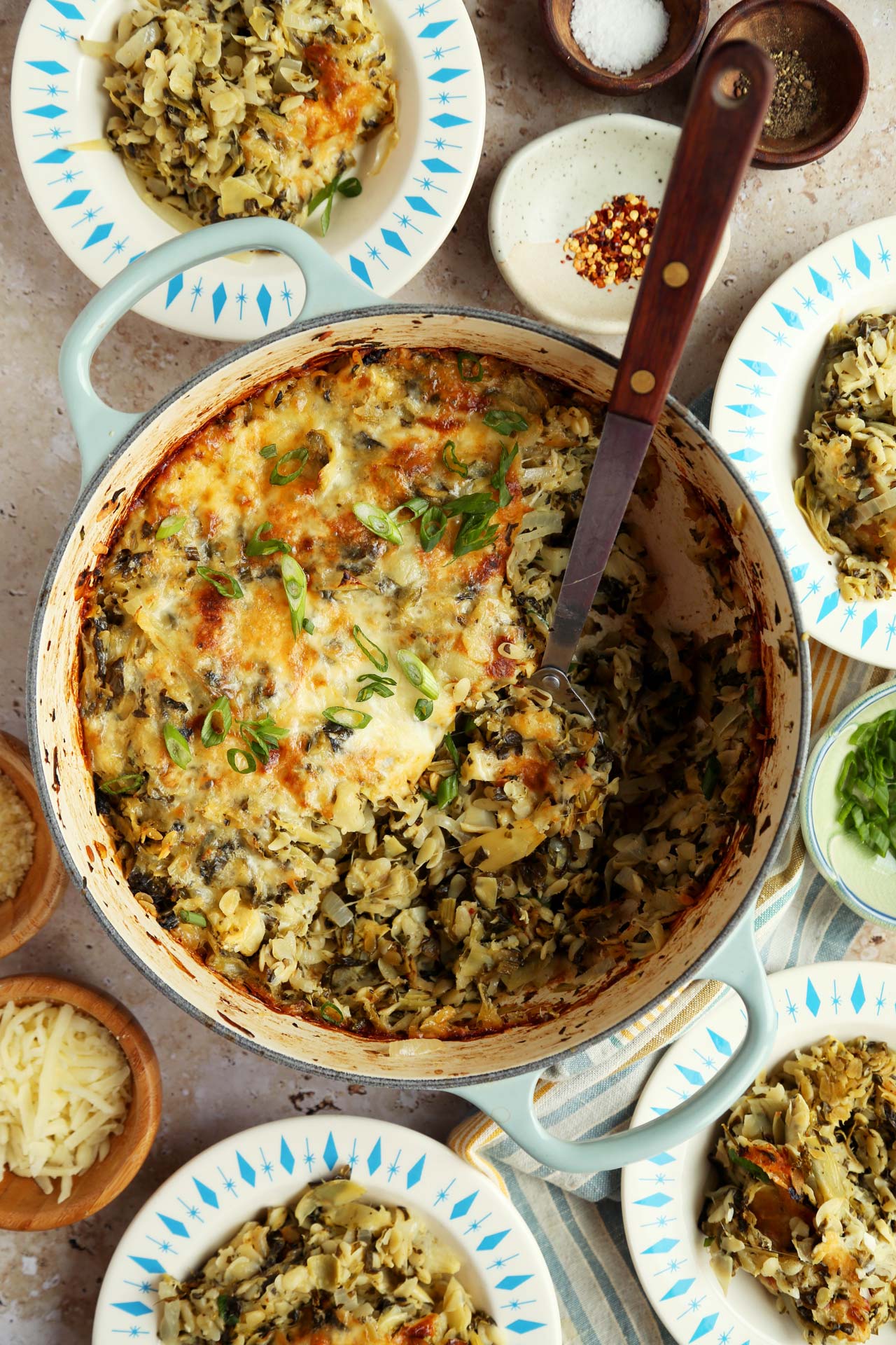 Baked Spinach and Artichoke Orzo