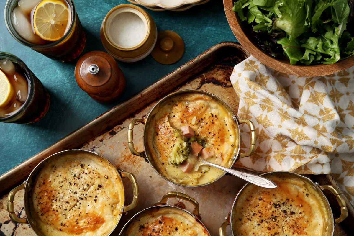 Broccoli, Cheddar and Ham Pot Pies